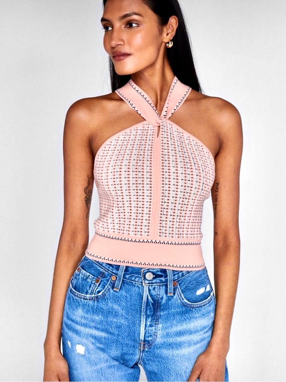 Club Monaco Blush Pink Knit Halter Top Size Medium